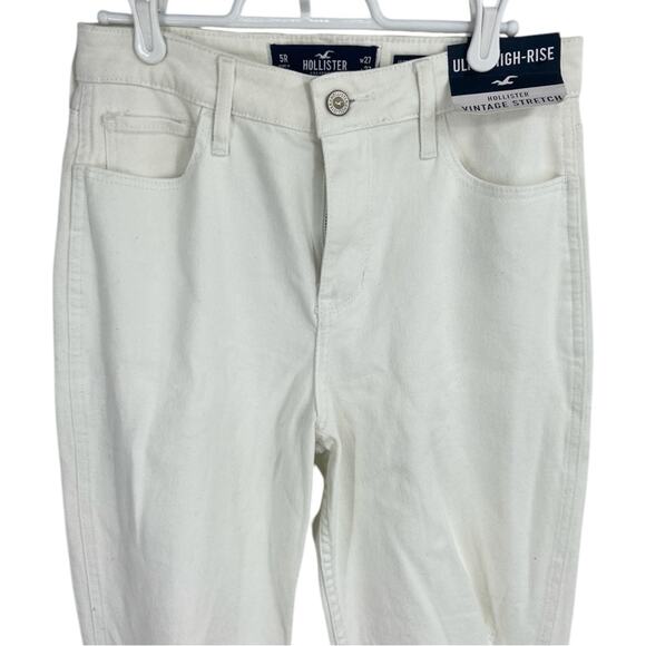 NWT Hollister ULTRA HIGH-RISE WHITE MOM JEANS‎ 5R Distressed - Picture 2 of 5